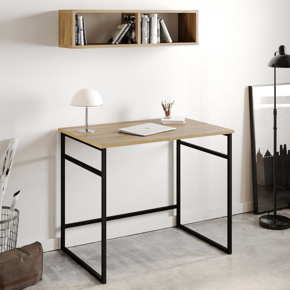 Gama Computer Desk-Oud Oak & Black. Picture 5
