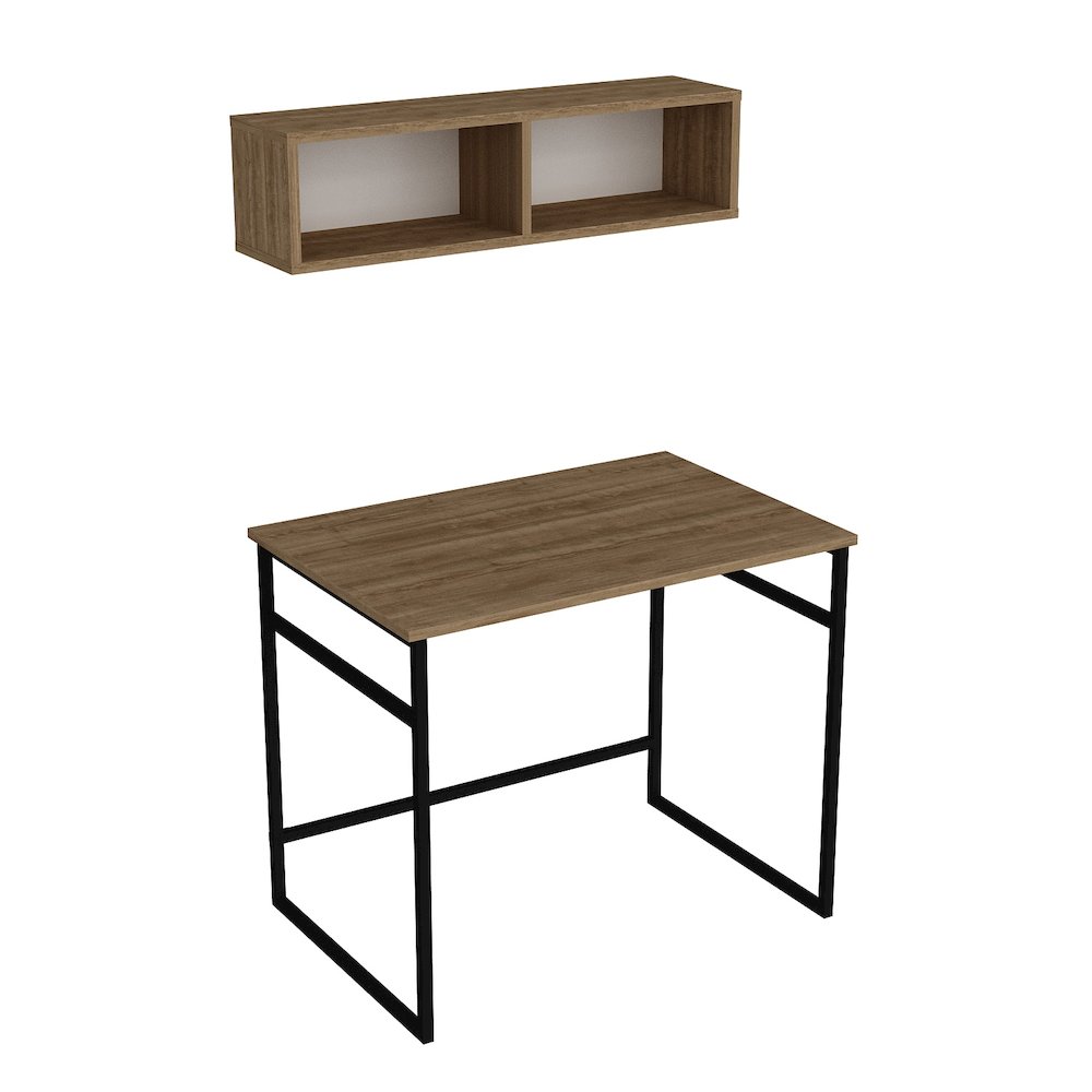 Gama Computer Desk-Oud Oak & Black. Picture 2