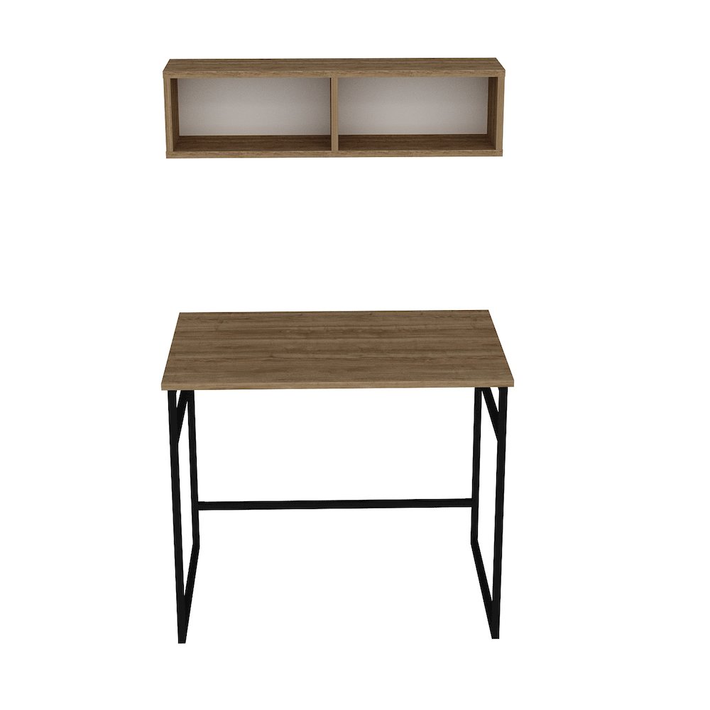 Gama Computer Desk-Oud Oak & Black. Picture 3