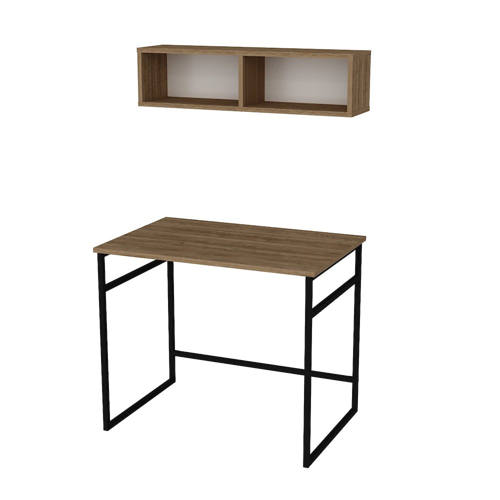 Gama Computer Desk-Oud Oak & Black. Picture 1