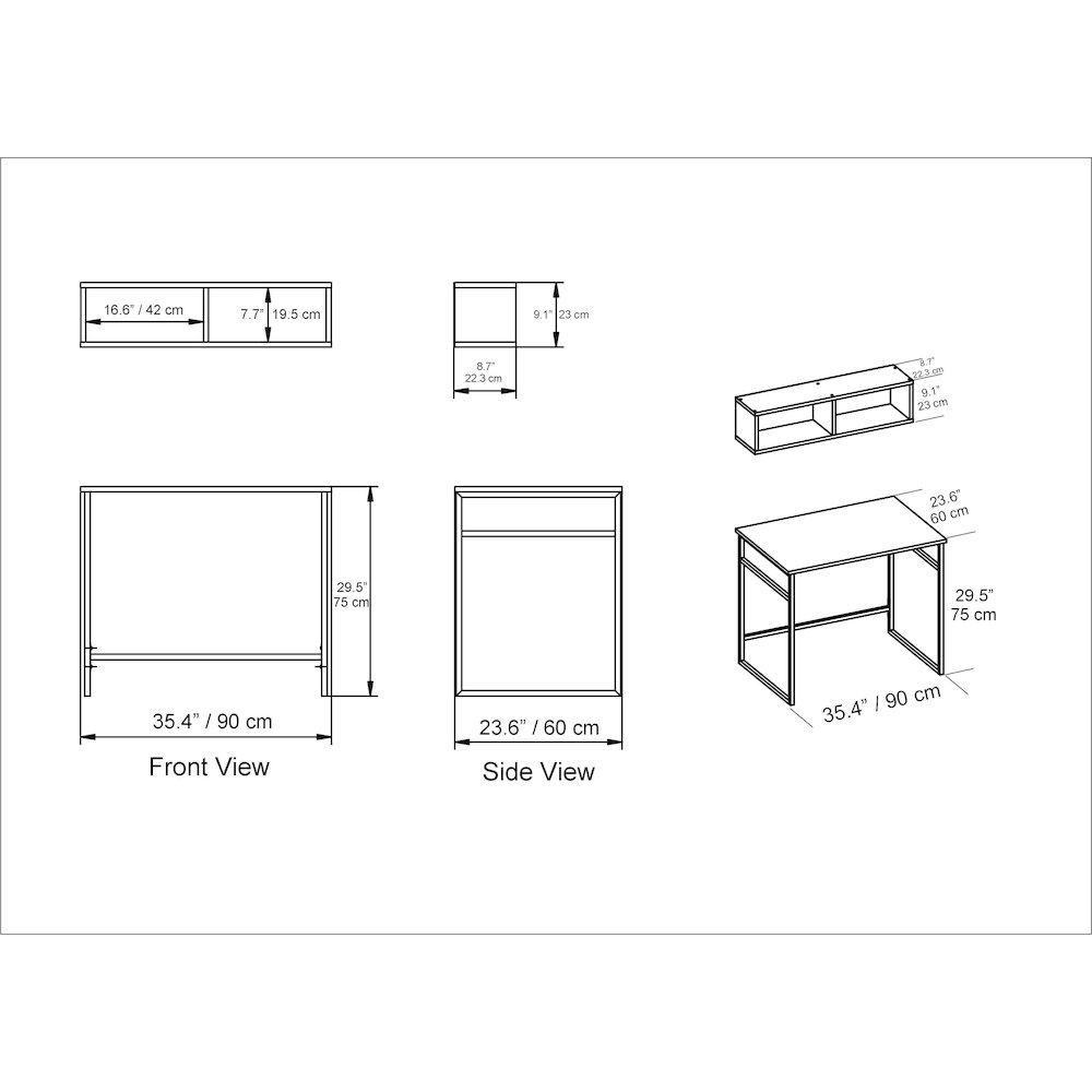 Gama Computer Desk-Oud Oak & Black. Picture 6