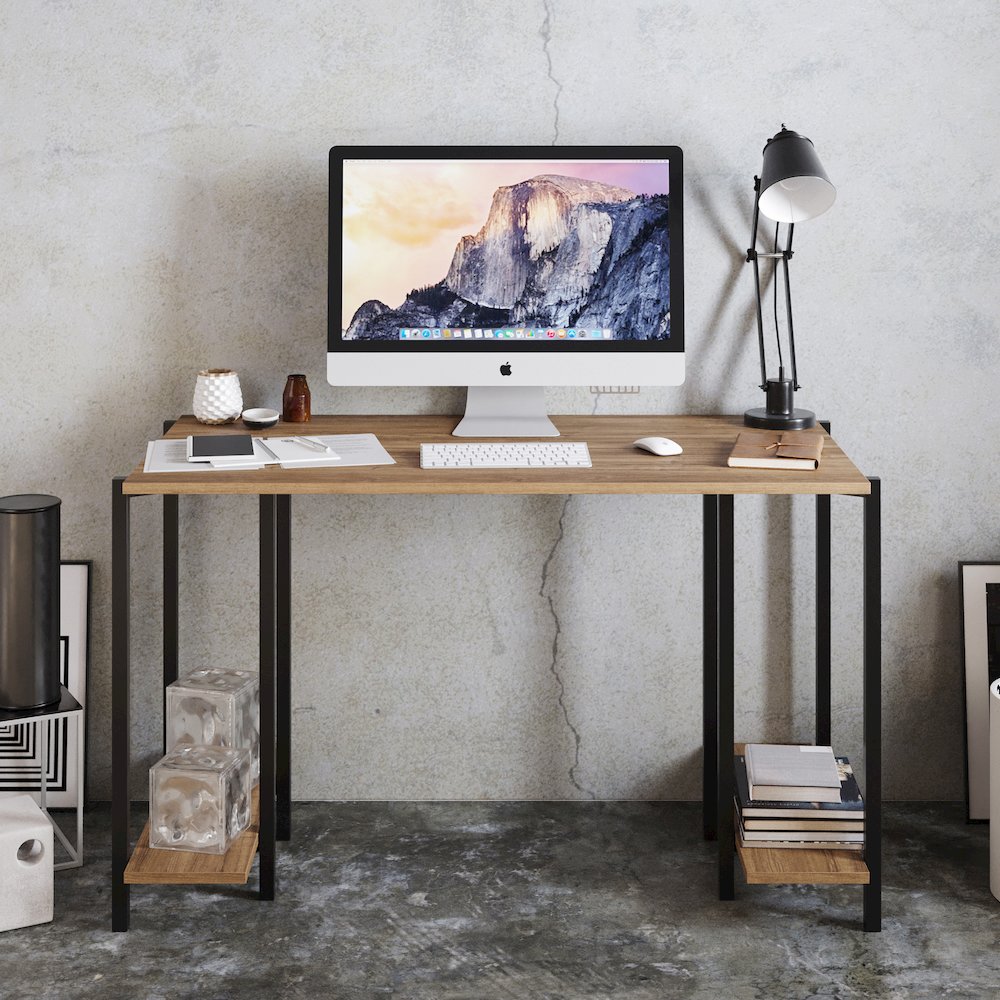 Reader Computer Desk-Black&Walnut. Picture 3