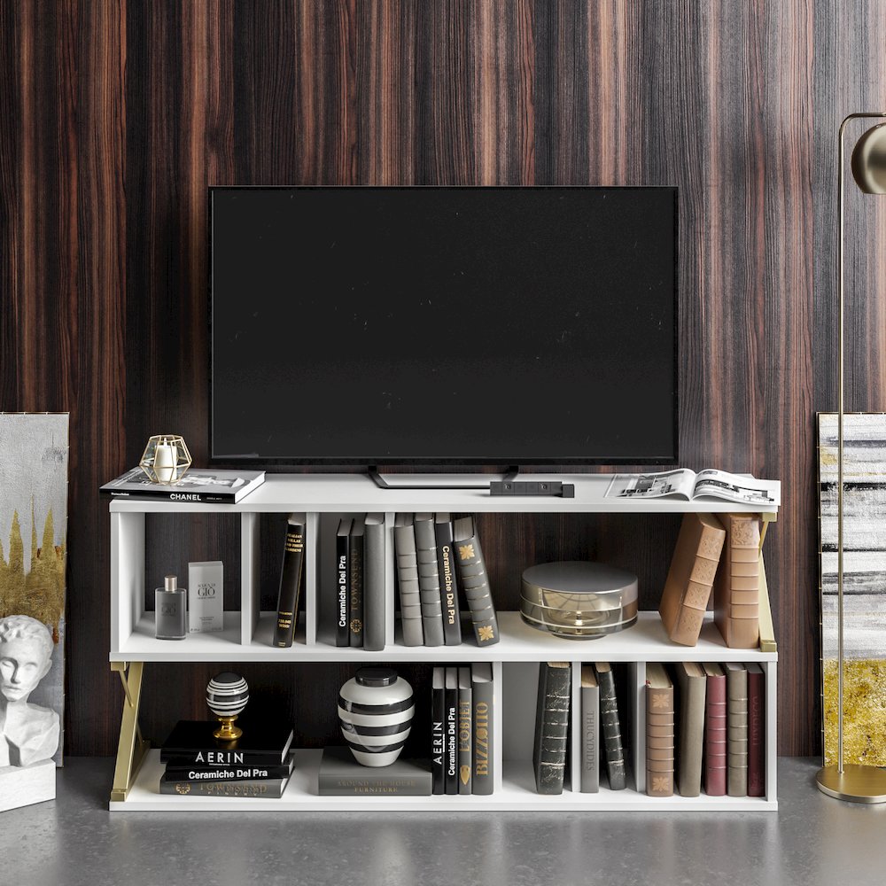 Termas Tv Stand - White & Gold. Picture 3