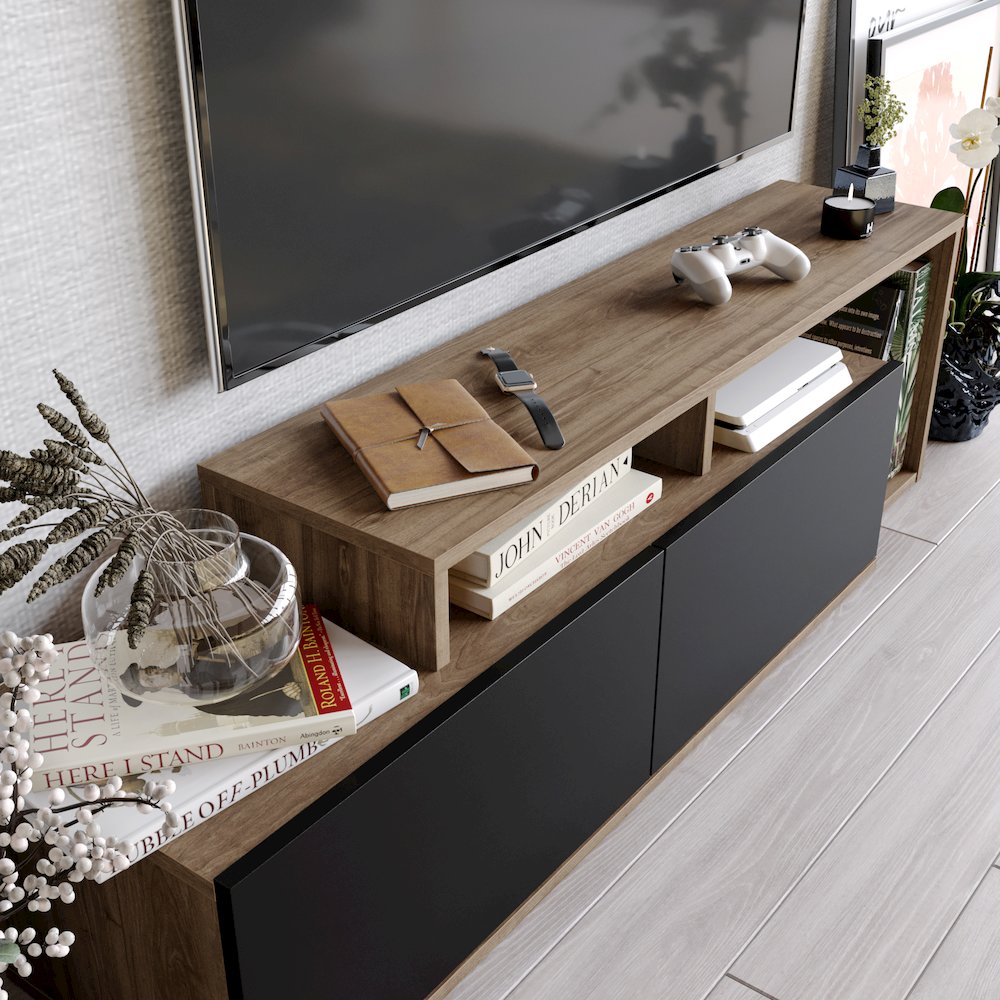 Nexera 47 Tv Stand - Walnut & Black. Picture 4