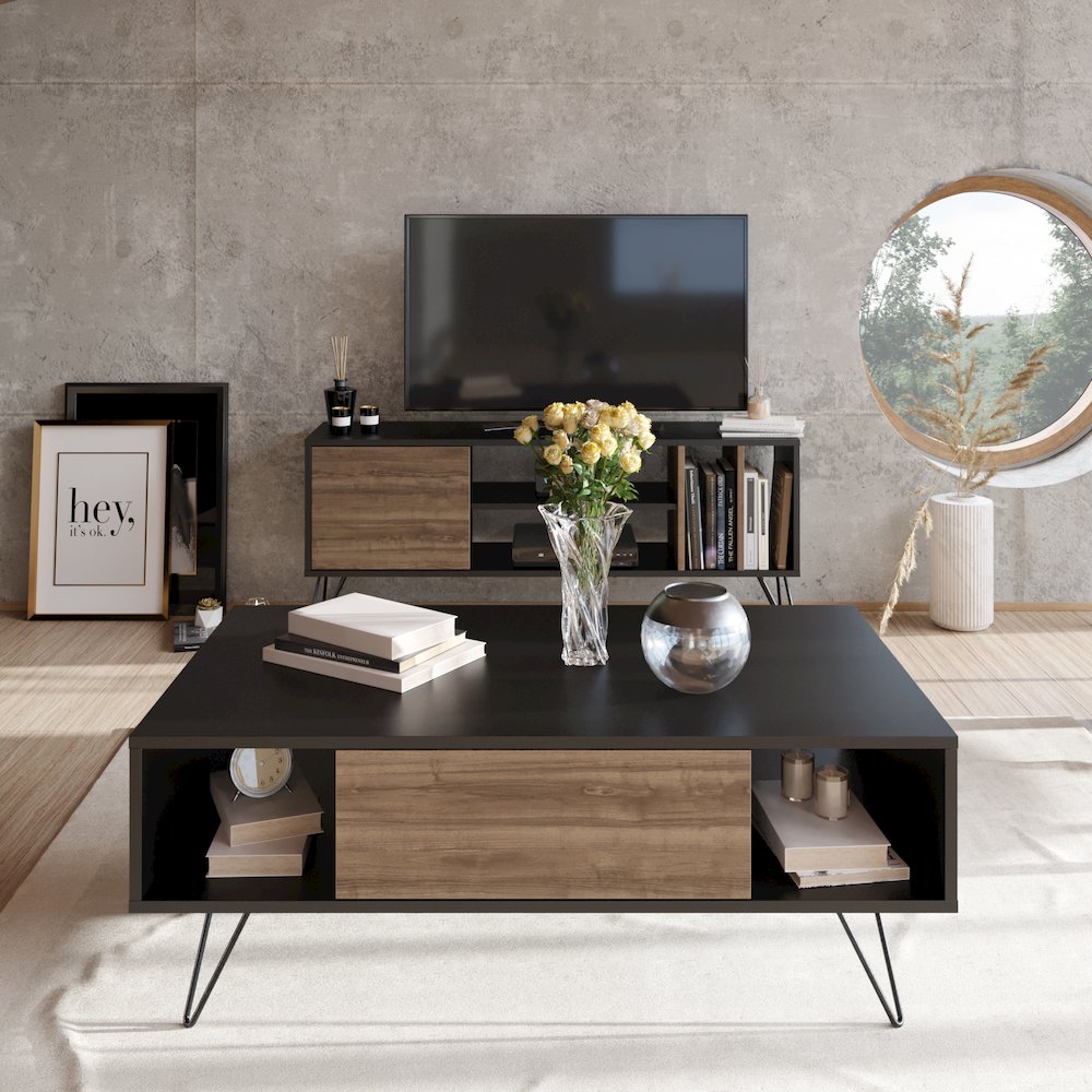Mistico Coffee Table - Black & Walnut. Picture 2
