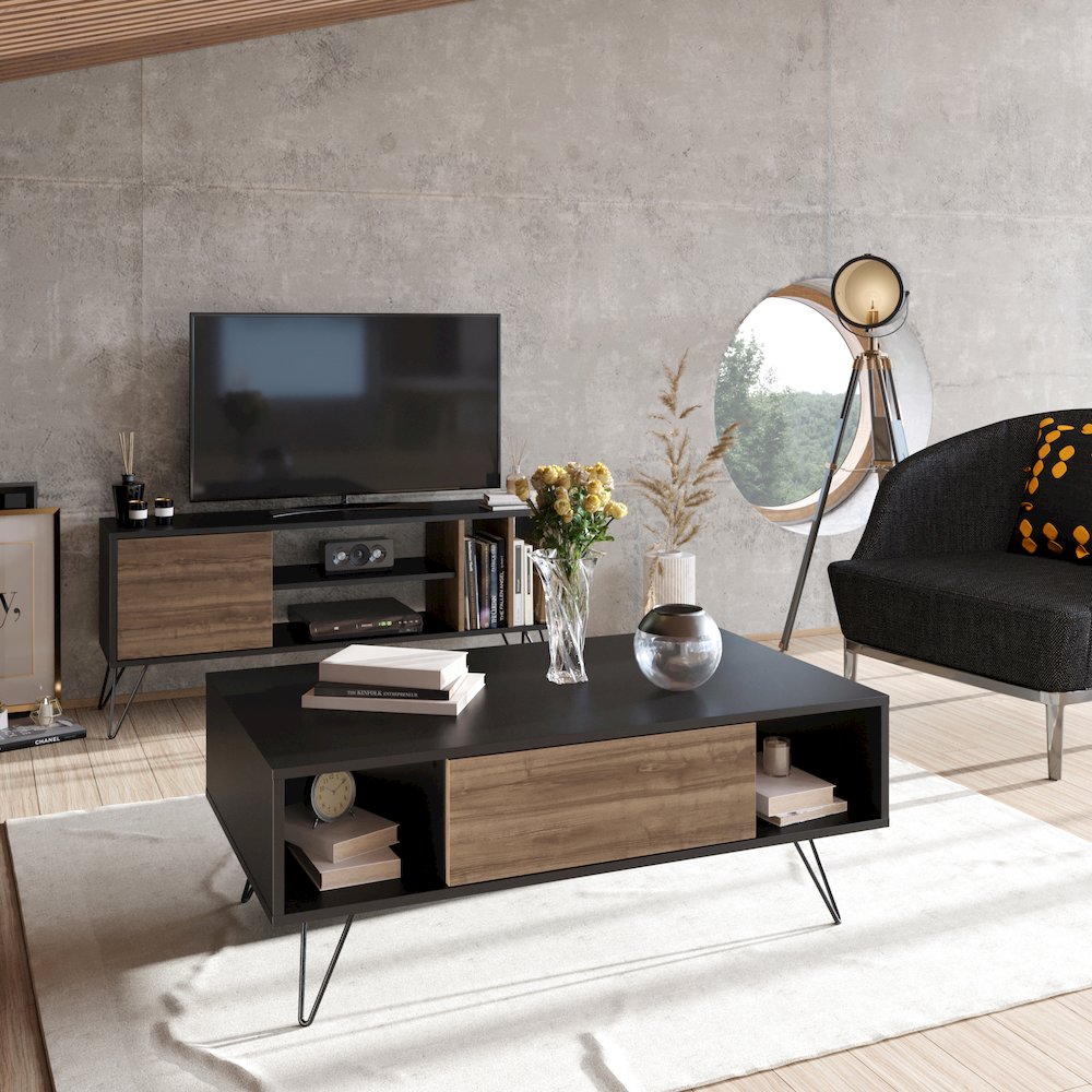 Mistico Coffee Table - Black & Walnut. Picture 3