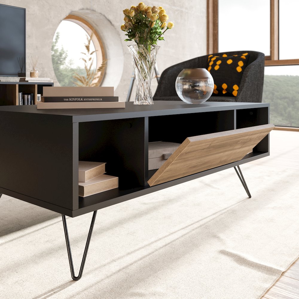 Mistico Coffee Table - Black & Walnut. Picture 4