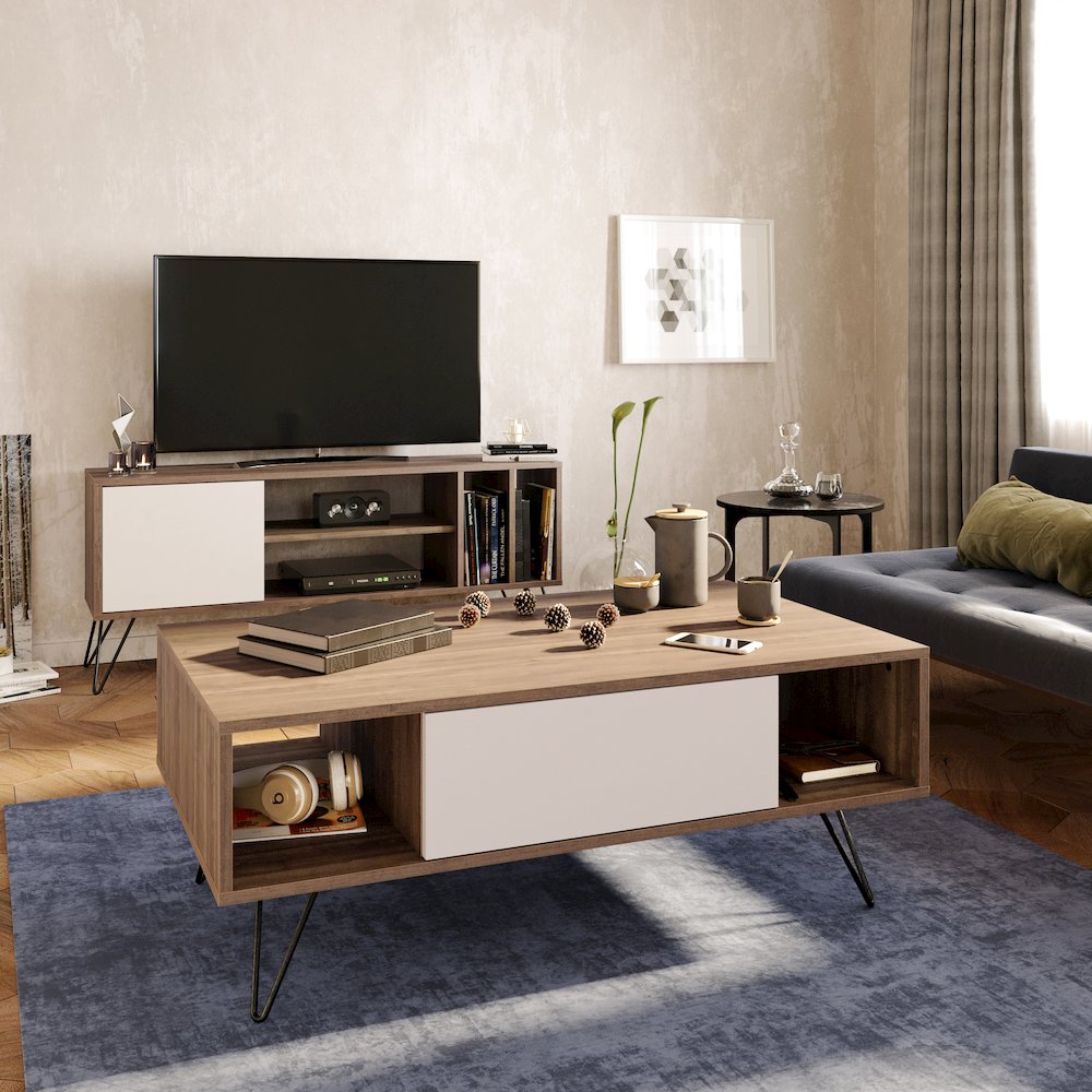 Mistico Coffee Table - Walnut & White. Picture 2
