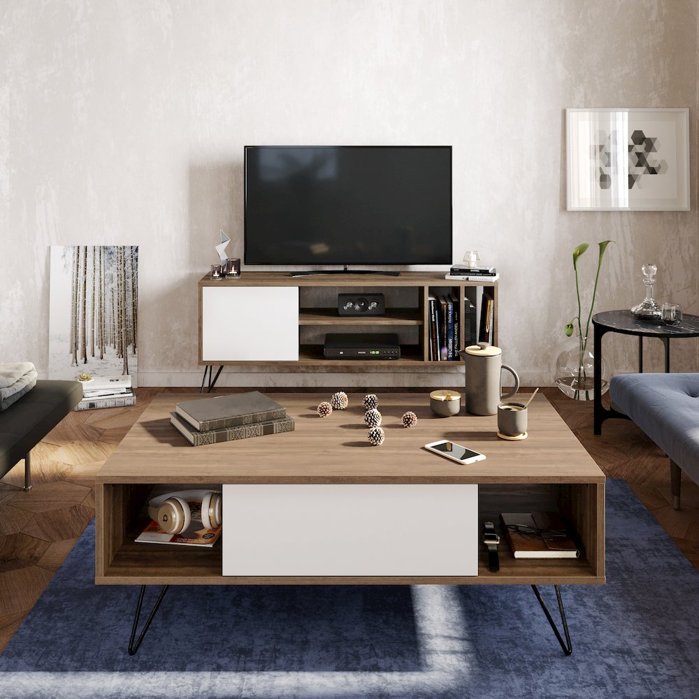 Mistico Coffee Table - Walnut & White. Picture 3
