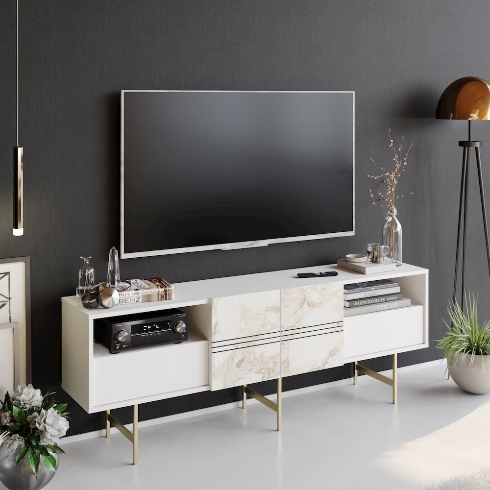 Derin Console - Ephesus White & Gold. Picture 2