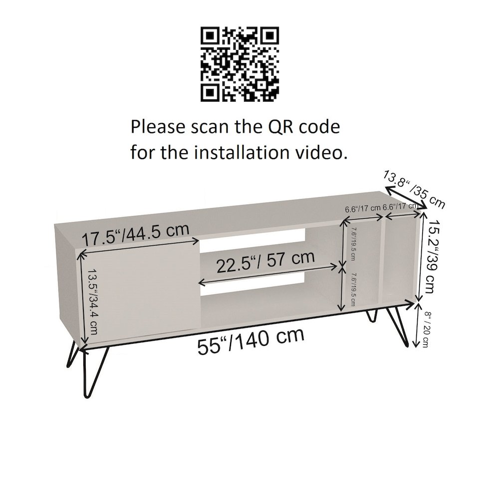 Mistico 55'' Tv Stand - Walnut & White. Picture 6