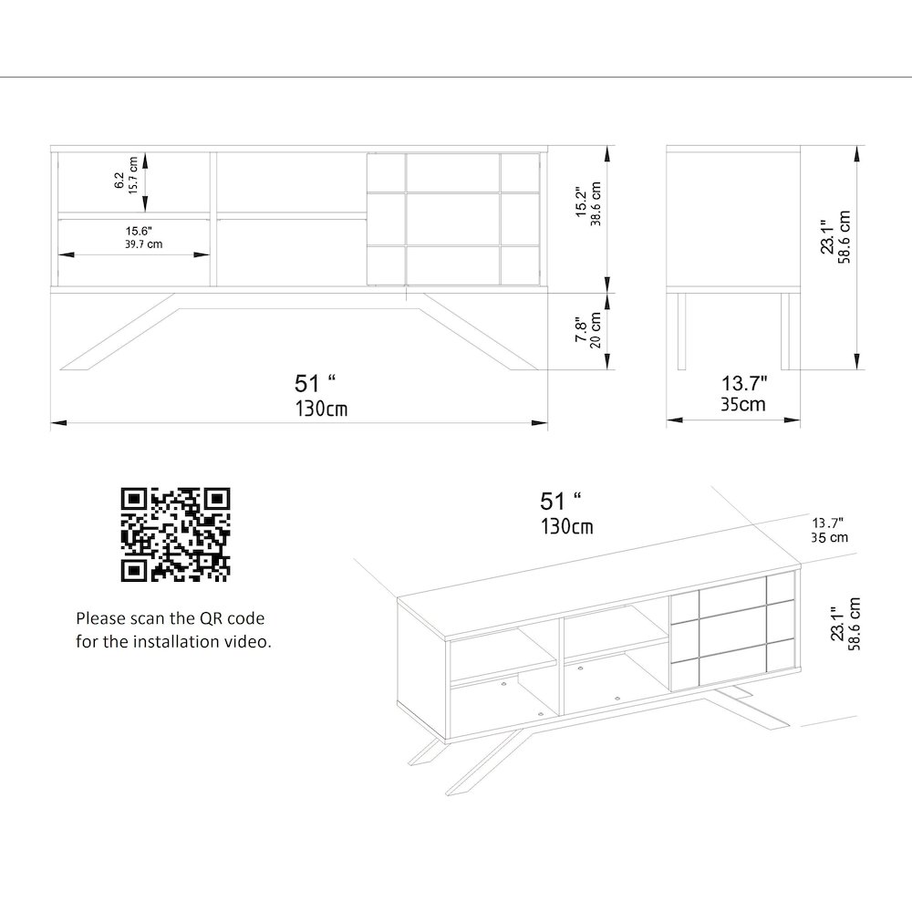 North Tv Stand - White & Gold. Picture 5