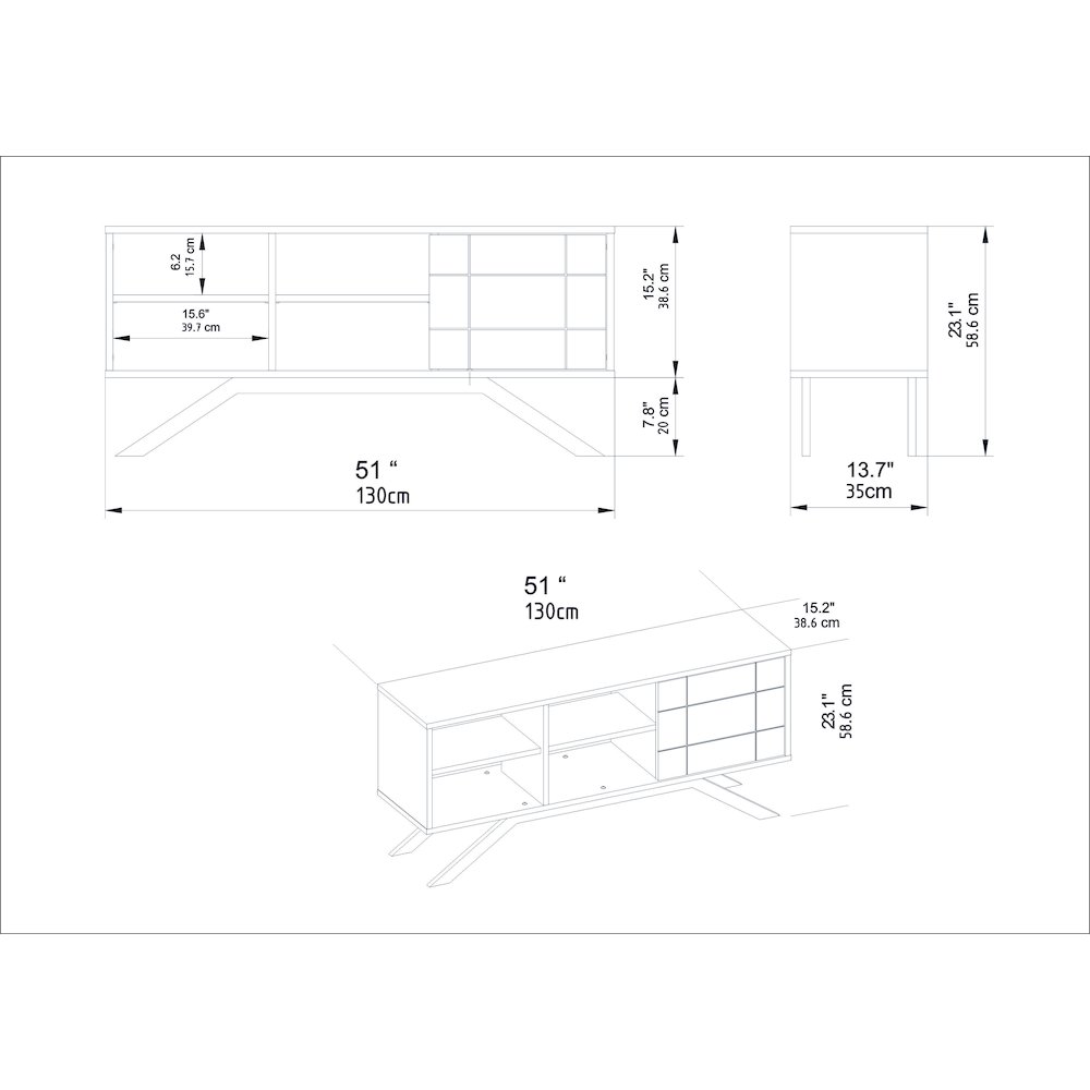North Tv Stand - White & Gold. Picture 6