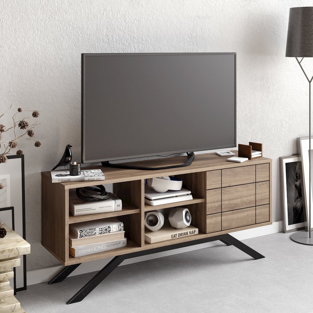 North Tv Stand - Walnut & Black. Picture 2