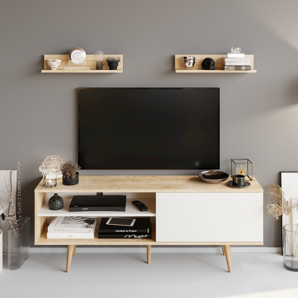 Pi Tv Stand - Sapphire Oak & White. Picture 3