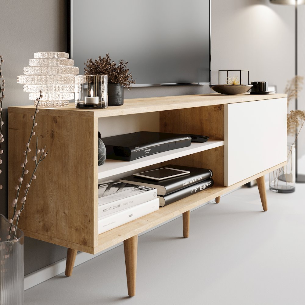 Pi Tv Stand - Sapphire Oak & White. Picture 4