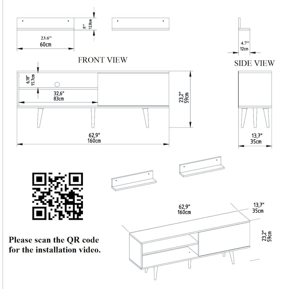 Pi Tv Stand - Sapphire Oak & White. Picture 5