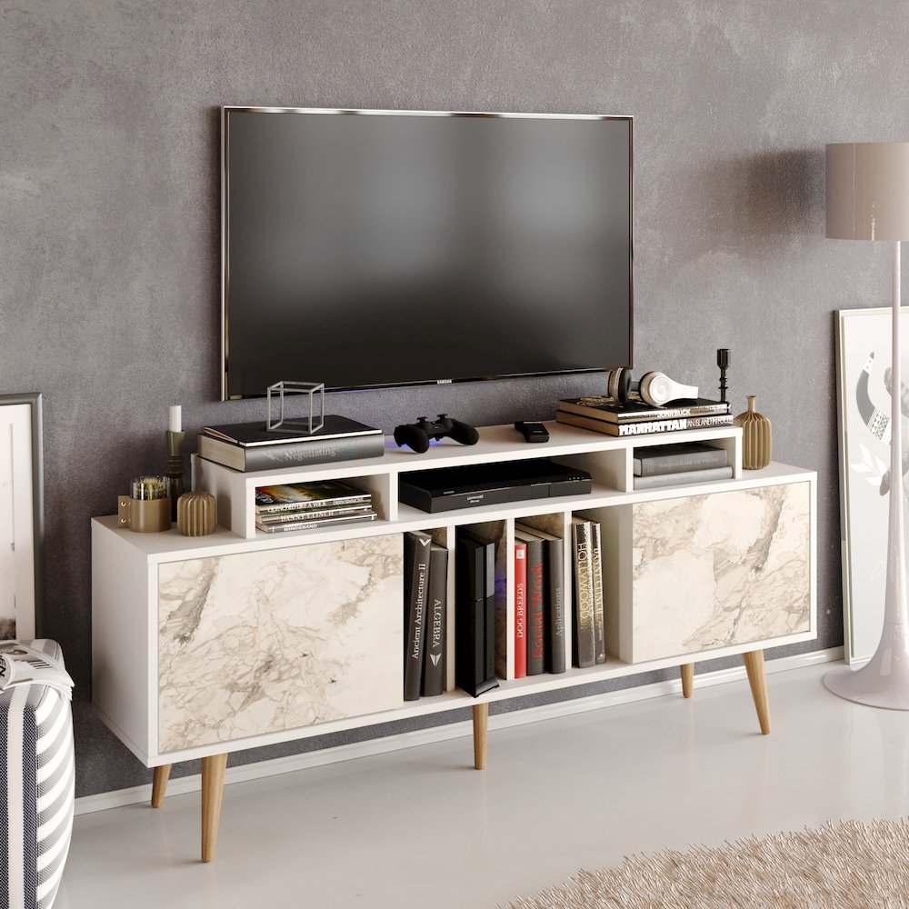 Char Tv Stand - White & Ephesus. Picture 3