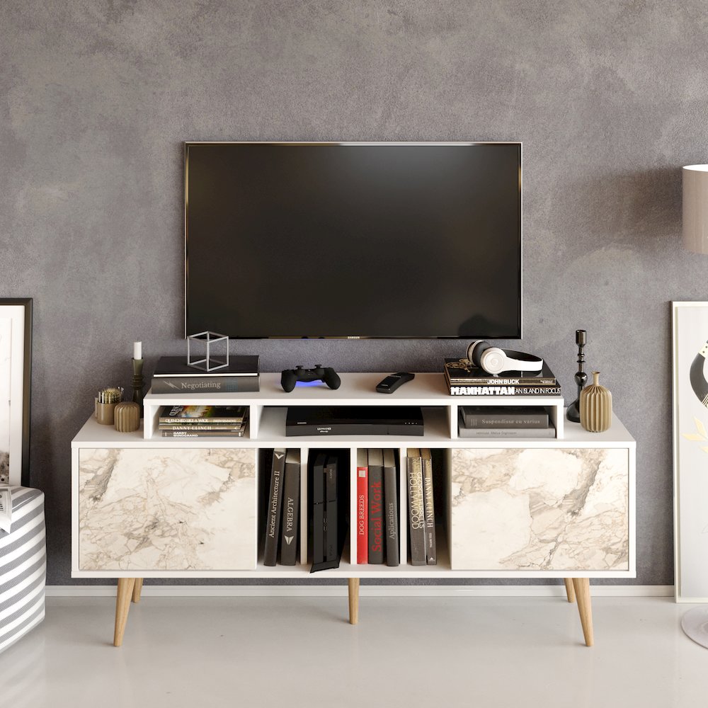 Char Tv Stand - White & Ephesus. Picture 4
