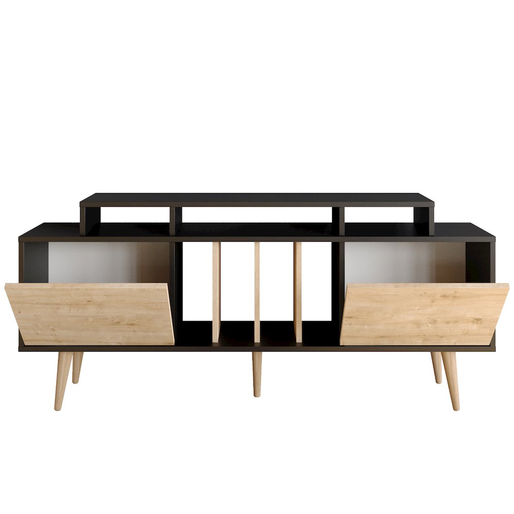 Char Tv Stand - Black & Sapphire Oak. Picture 1