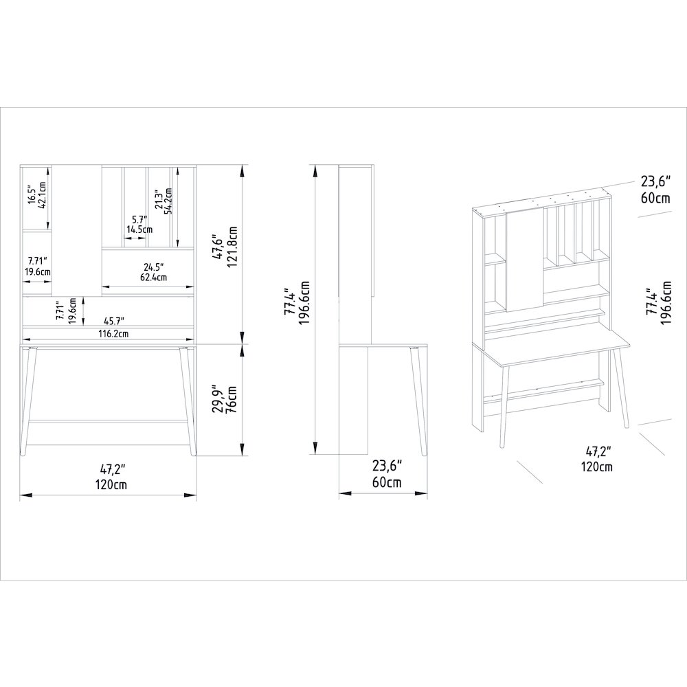 Wood Computer Desk - White & Sapphire Oak. Picture 3