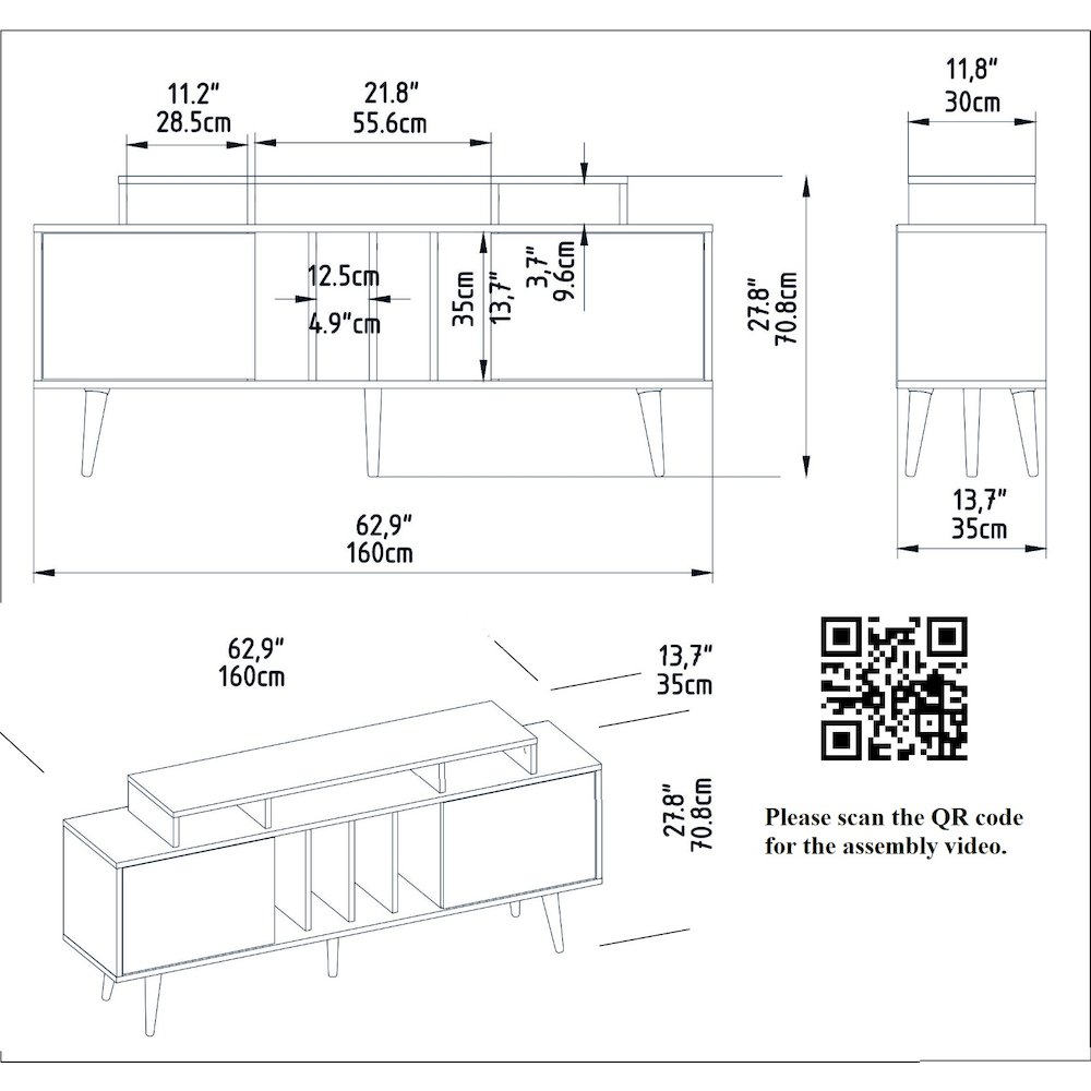 Char Tv Stand - Black & Sapphire Oak. Picture 5