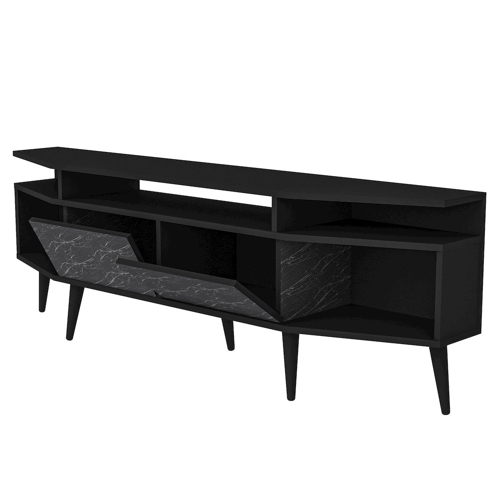 Dennis Tv Stand - Black & Bendire Marble. Picture 1