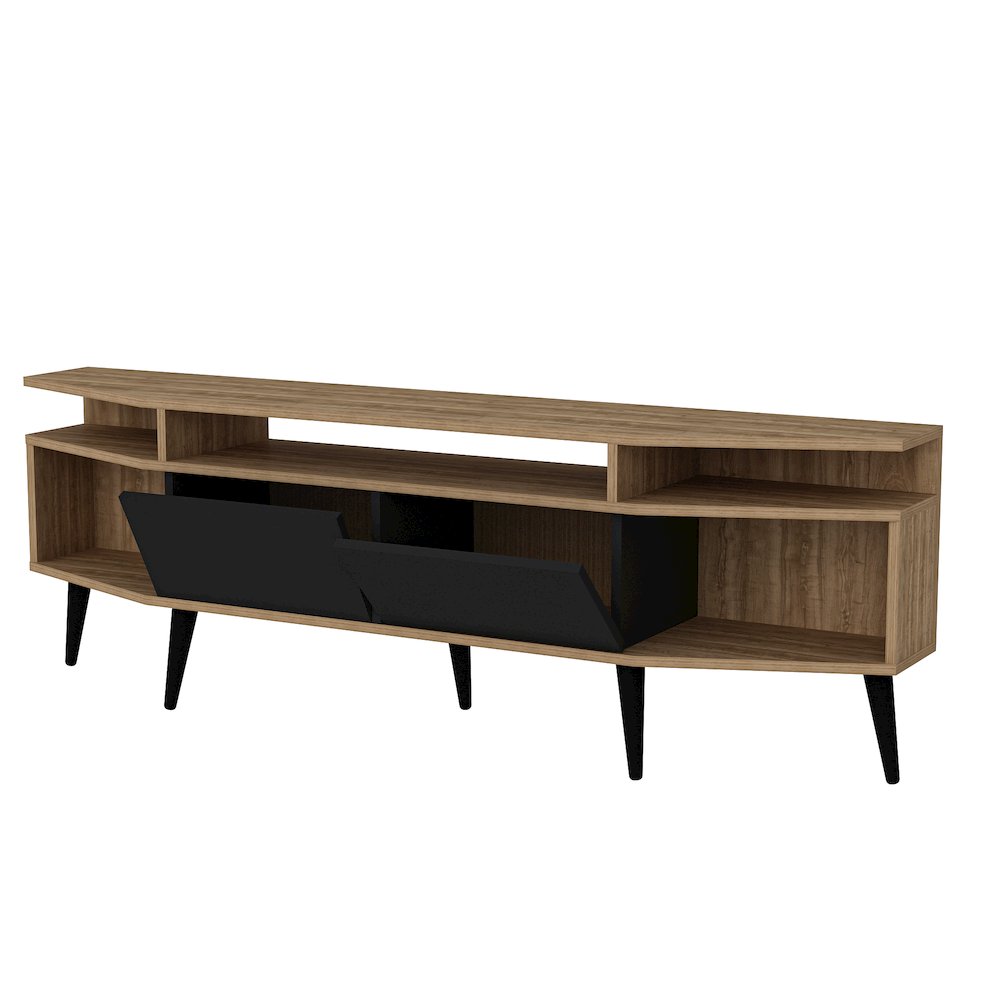 Dennis Tv Stand - Walnut & Black. Picture 1