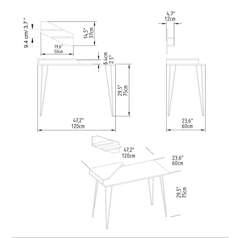Desalvo Computer Desk - Bendire & Black. Picture 5