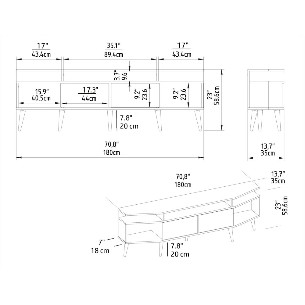 Dennis Tv Stand - Sapphire Oak & White. Picture 7