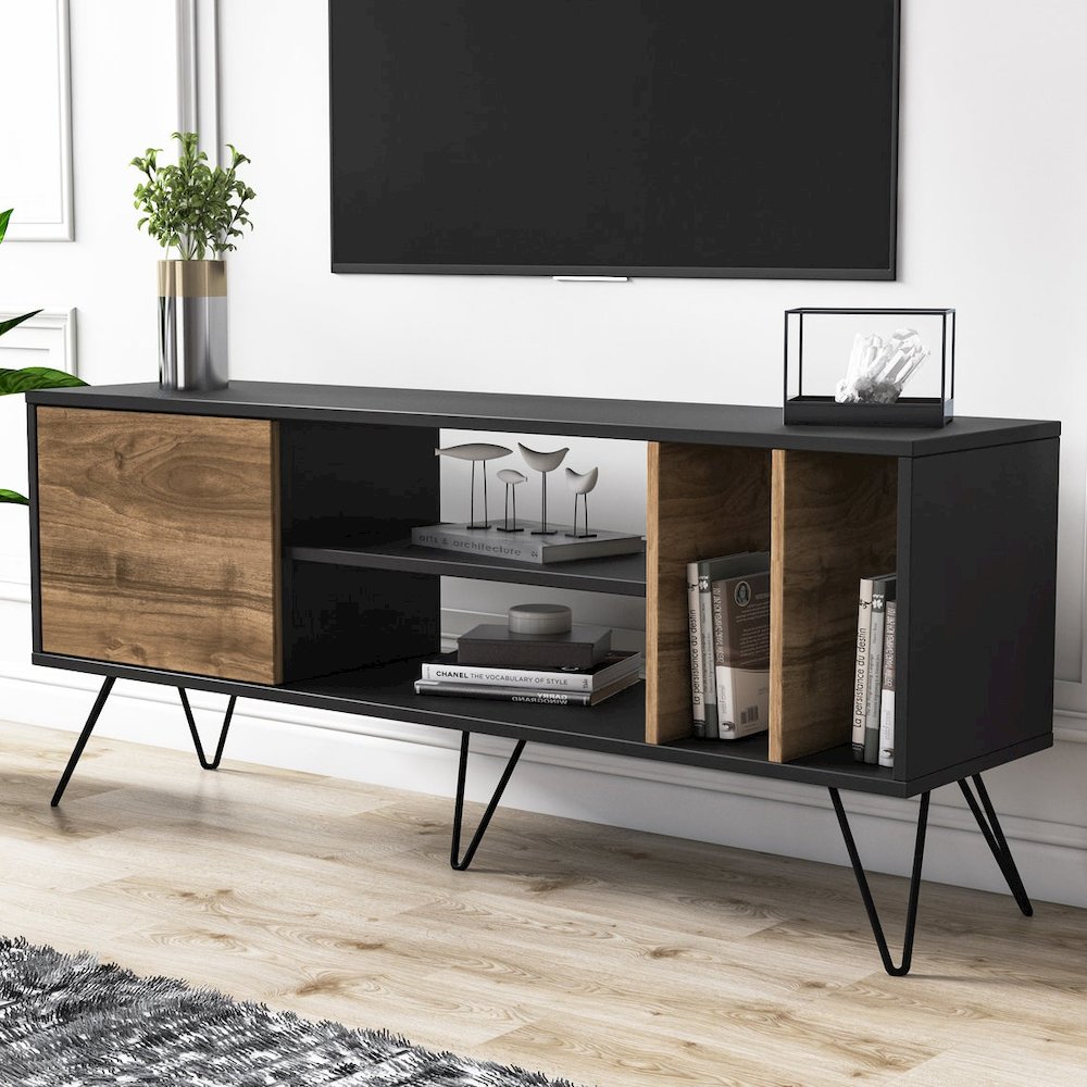 Mistico 55'' Tv Stand - Black & Walnut. Picture 5