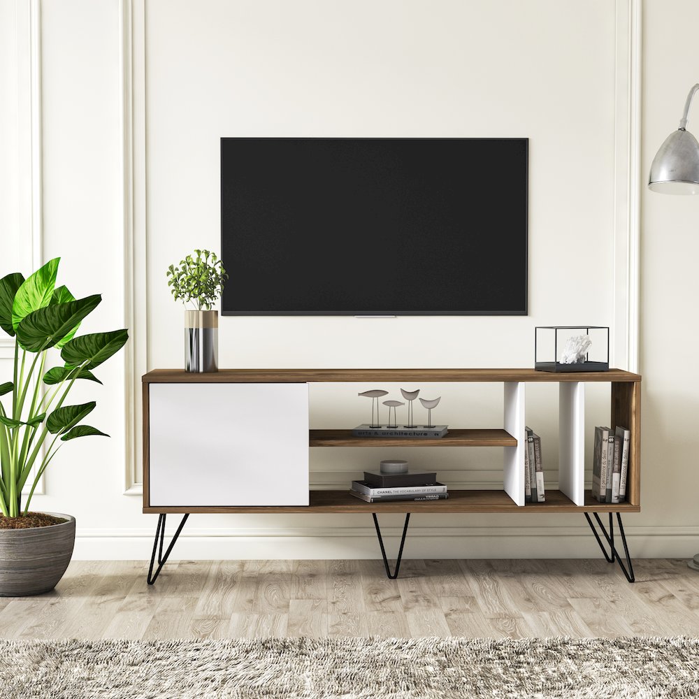 Mistico 55'' Tv Stand - Walnut & White. Picture 4
