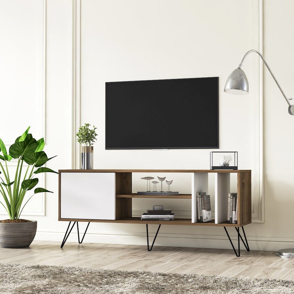 Mistico 55'' Tv Stand - Walnut & White. Picture 3