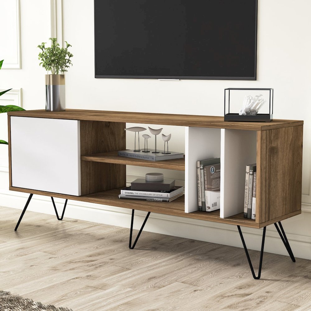 Mistico 55'' Tv Stand - Walnut & White. Picture 5