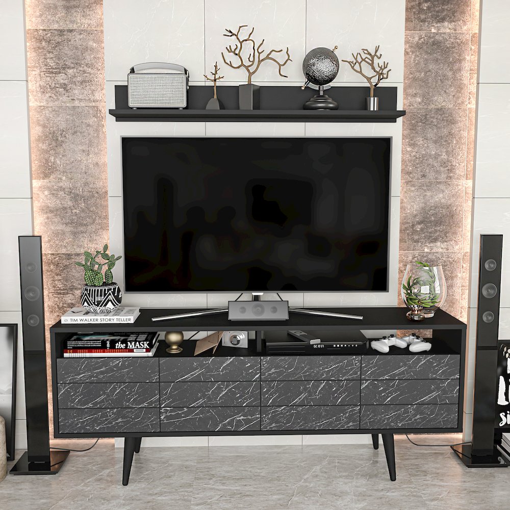 Ola Tv Stand - Black & Bendire Marble. Picture 4