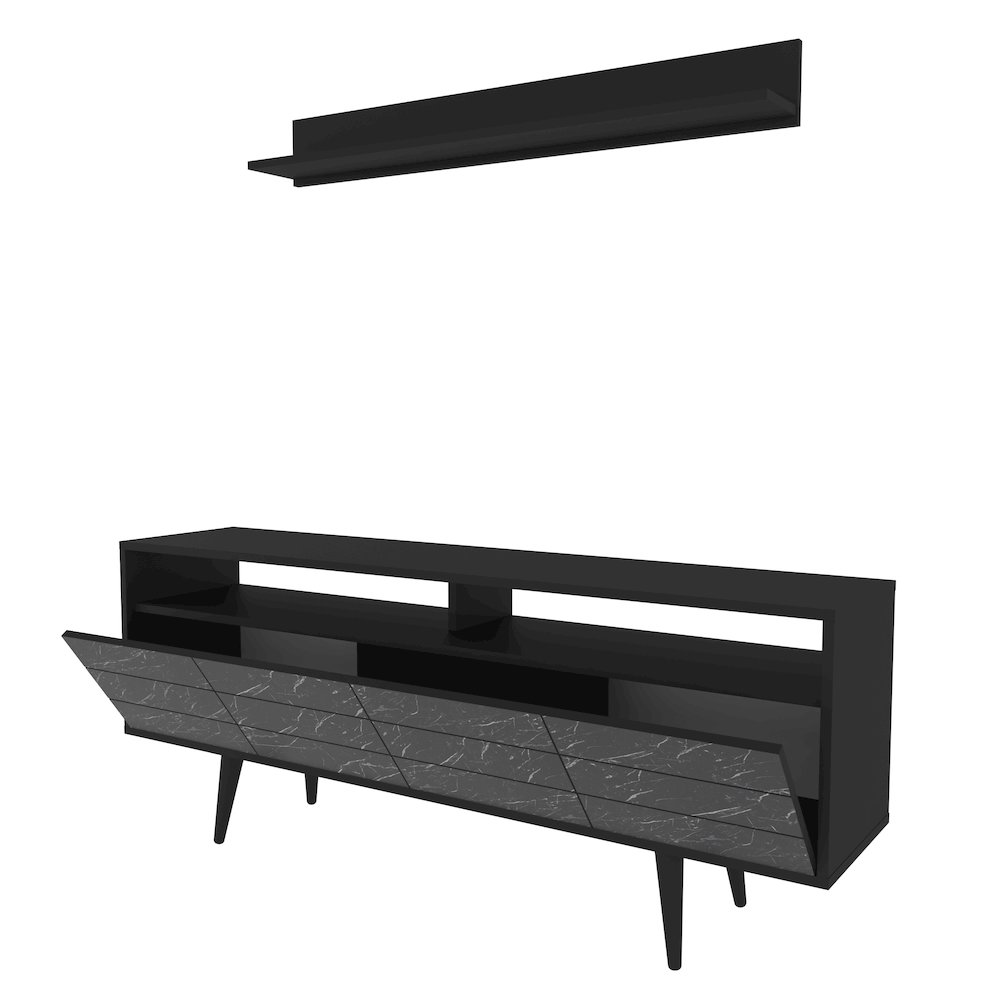 Ola Tv Stand - Black & Bendire Marble. Picture 1