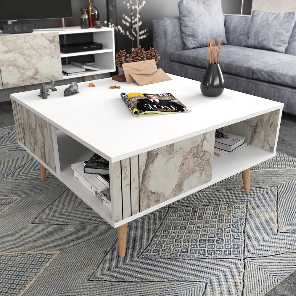 Ronas Coffee Table - White & Ephesus Marble. Picture 2