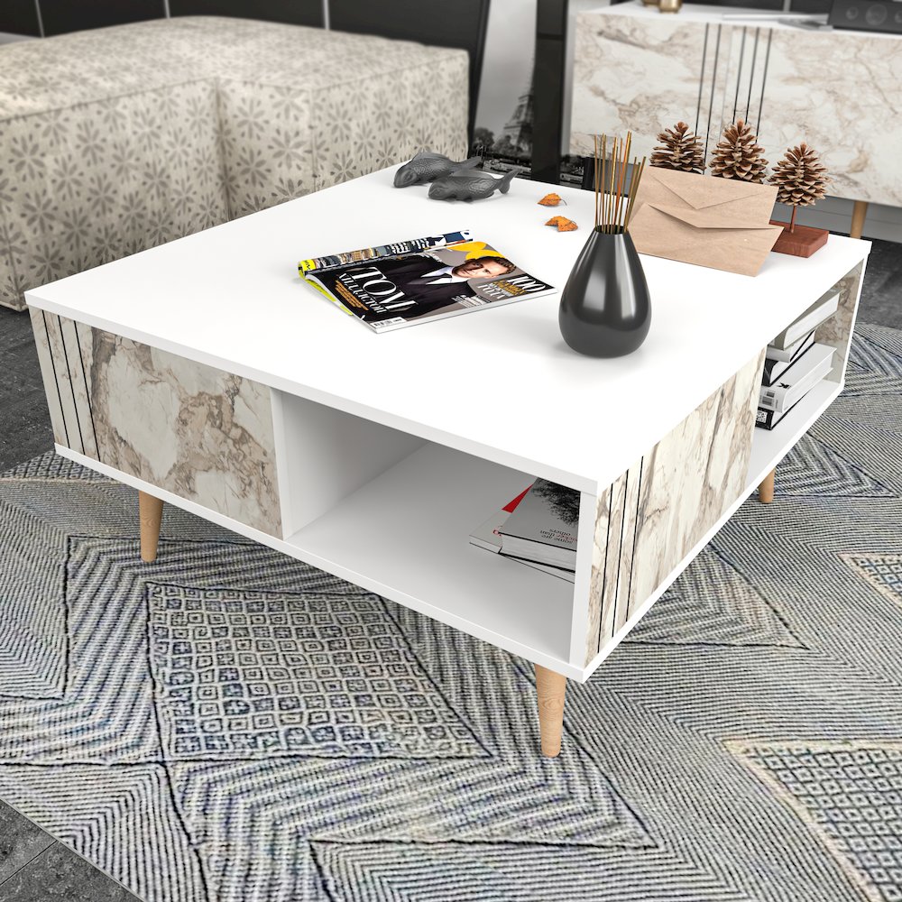 Ronas Coffee Table - White & Ephesus Marble. Picture 4