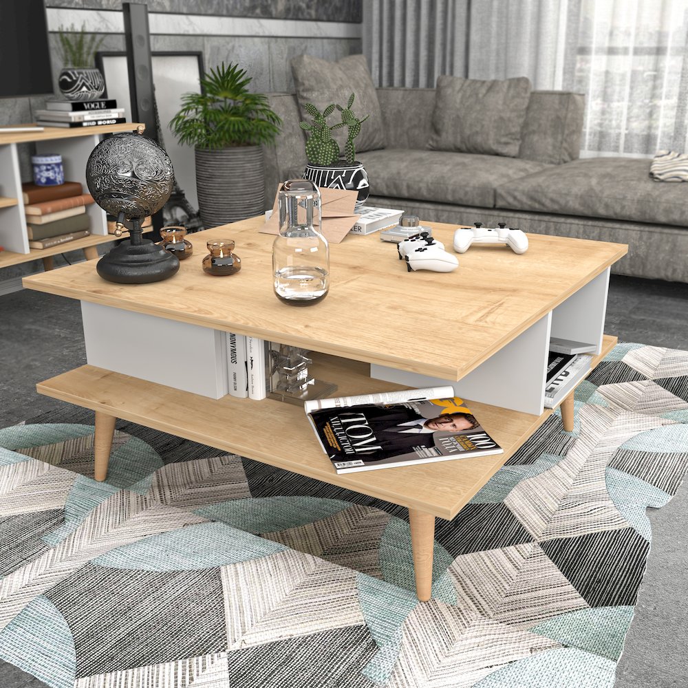 Akya Coffee Table - Sapphire Oak & White. Picture 3