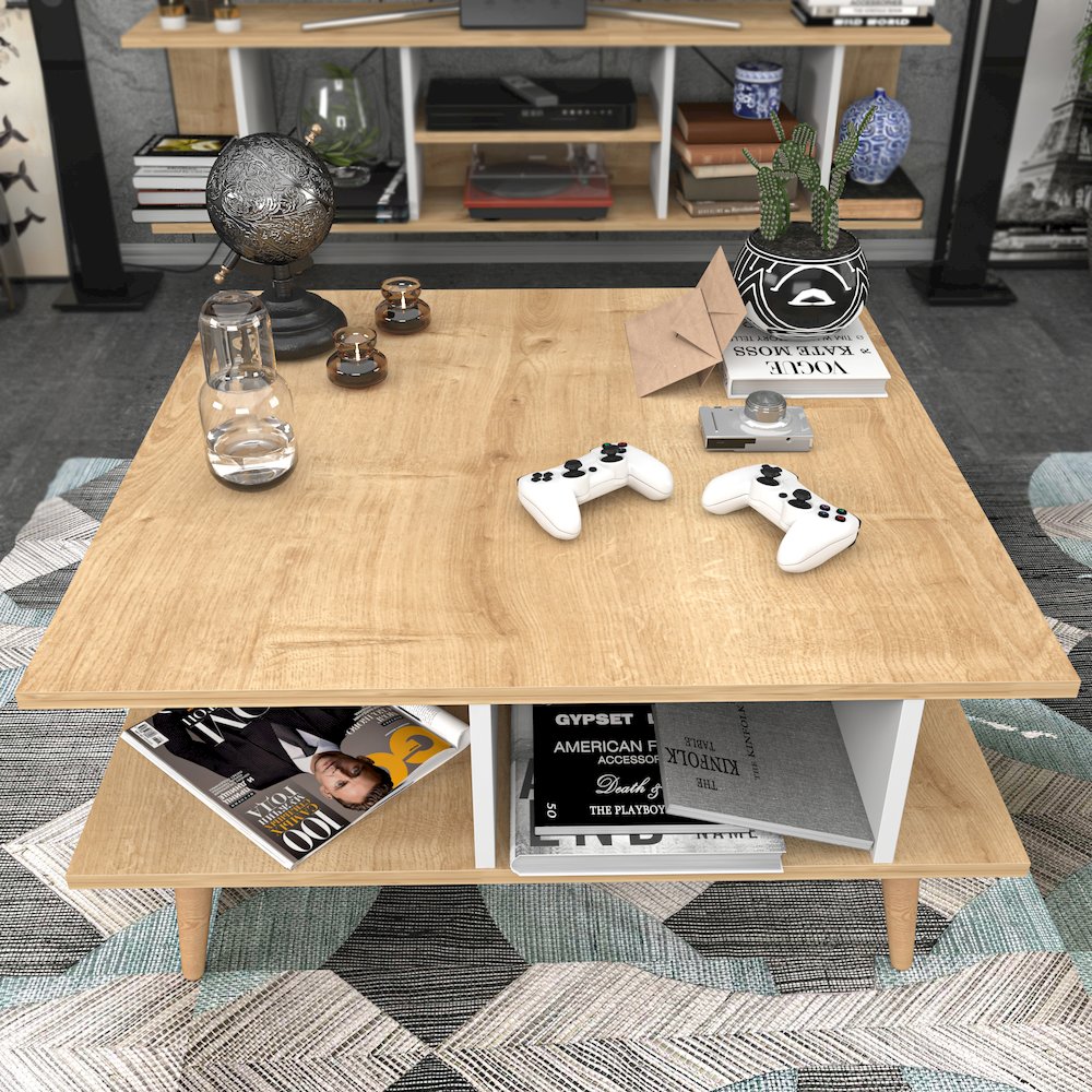 Akya Coffee Table - Sapphire Oak & White. Picture 4