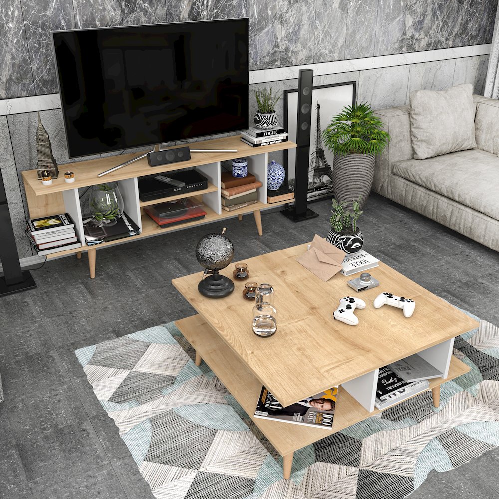 Akya Coffee Table - Sapphire Oak & White. Picture 6