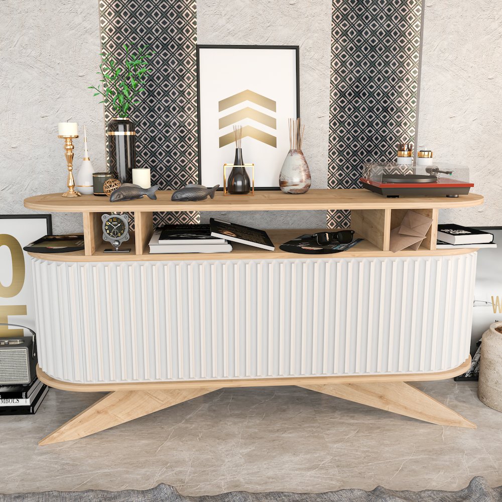 Store Console - Sapphire Oak & White. Picture 1