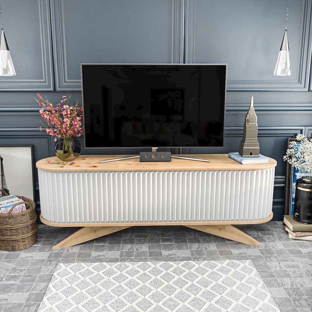 Store 71 Tv Stand - Sapphire Oak & White. Picture 1