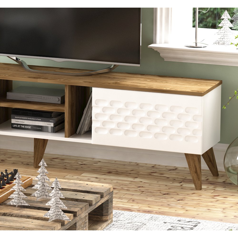 Egg Tv Stand - White & Oud Oak. Picture 4