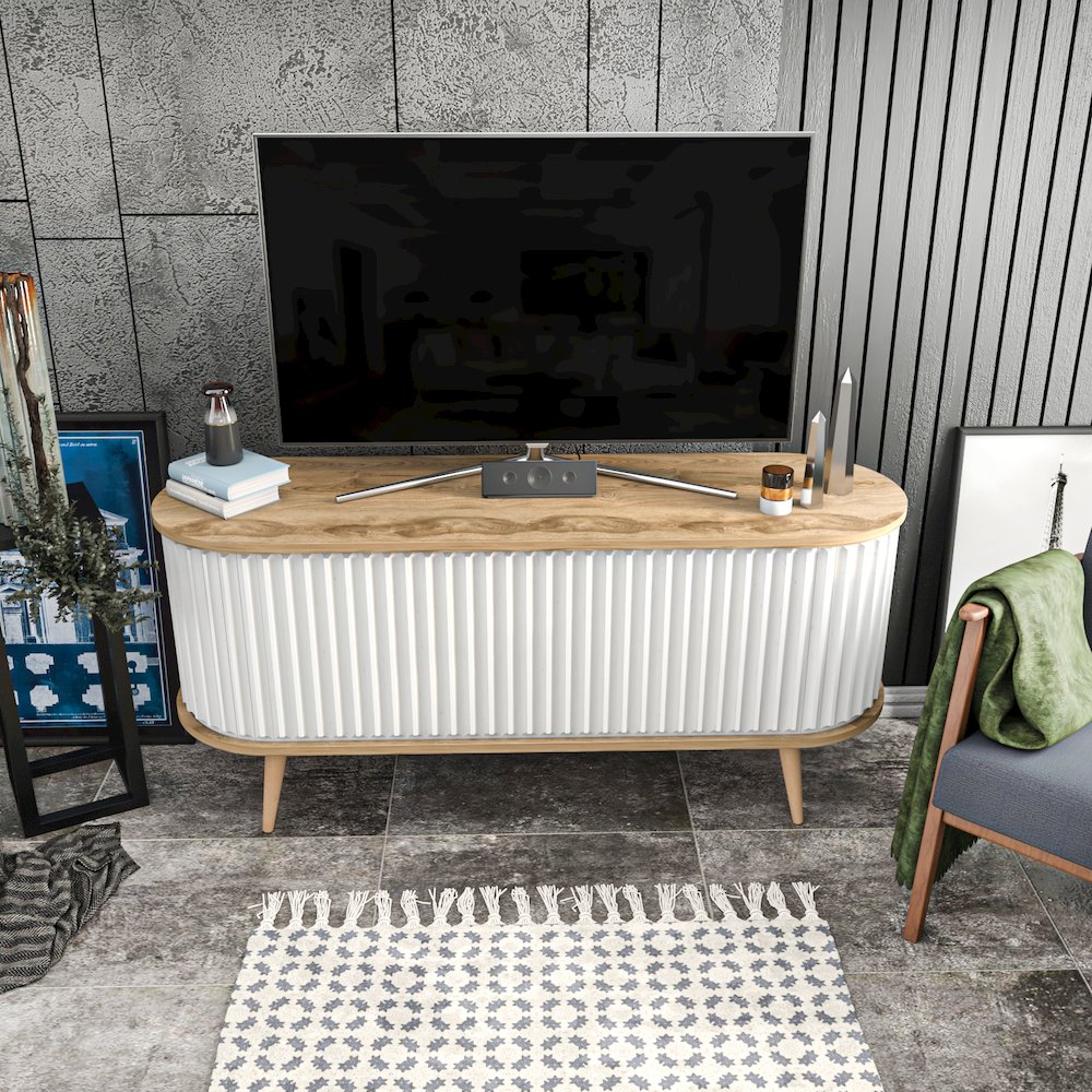 Store 55 Tv Stand - Oud Oak & White. Picture 4