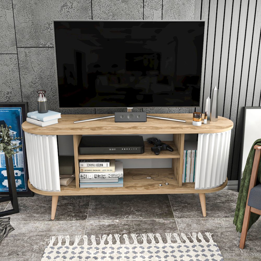Store 55 Tv Stand - Oud Oak & White. Picture 6