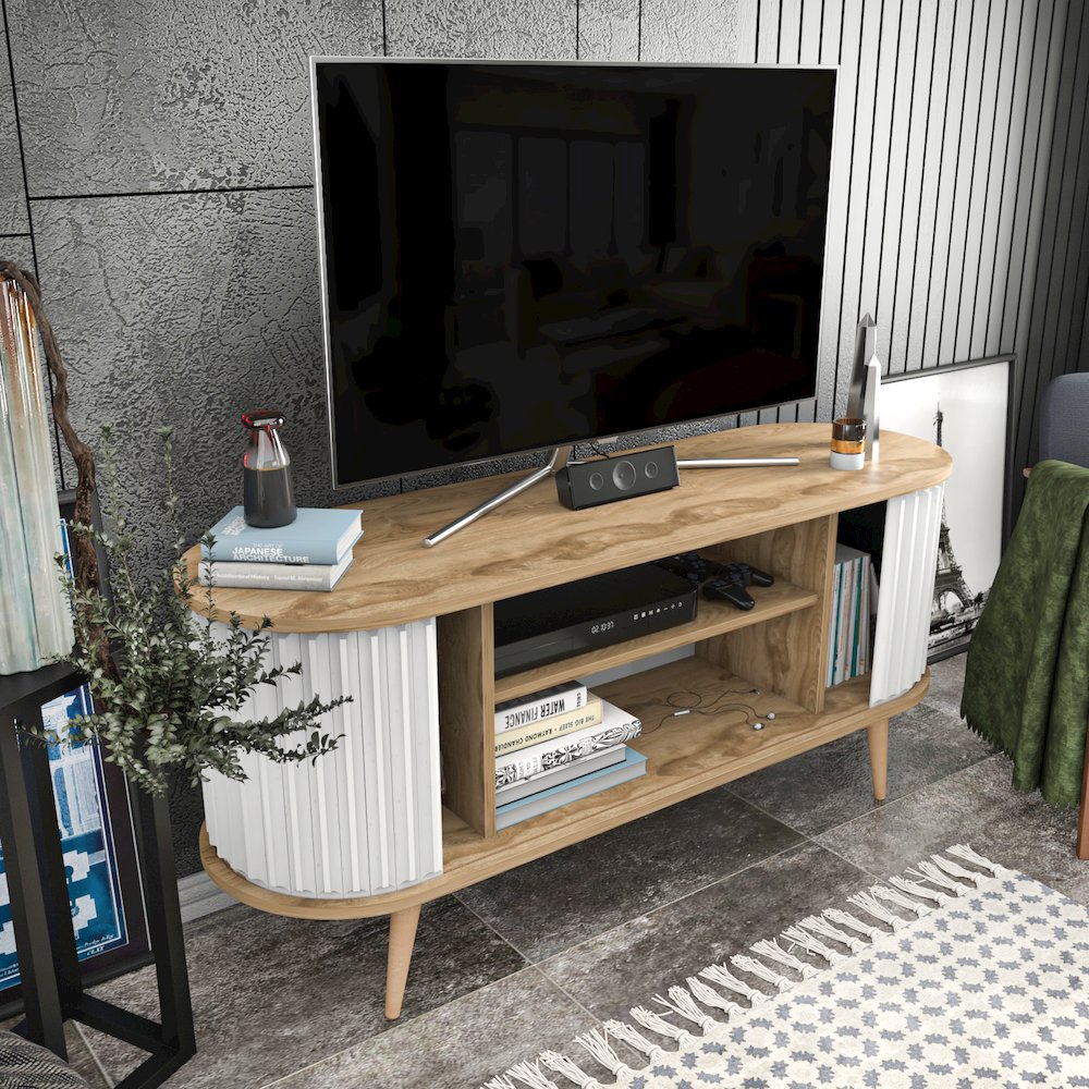 Store 55 Tv Stand - Oud Oak & White. Picture 7