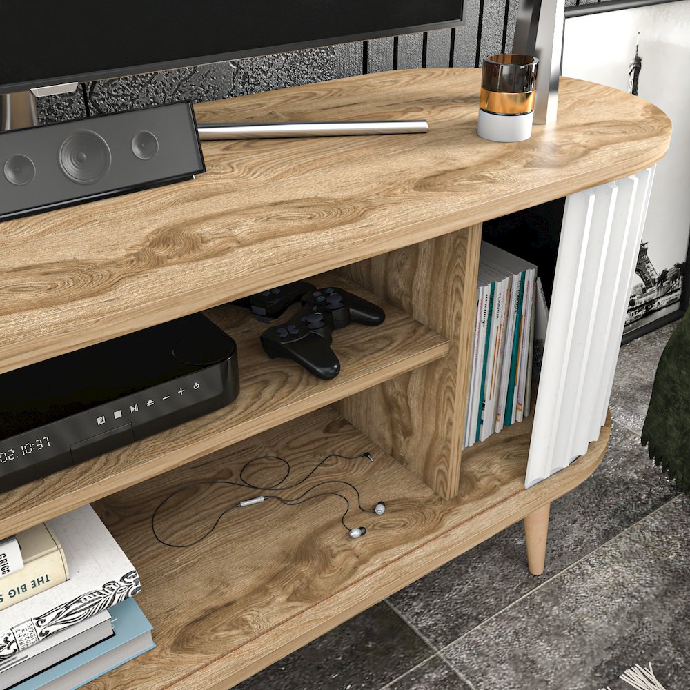Store 55 Tv Stand - Oud Oak & White. Picture 8