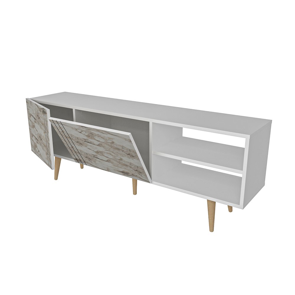 Ronas Tv Stand - White & Ephesus Marble. Picture 1