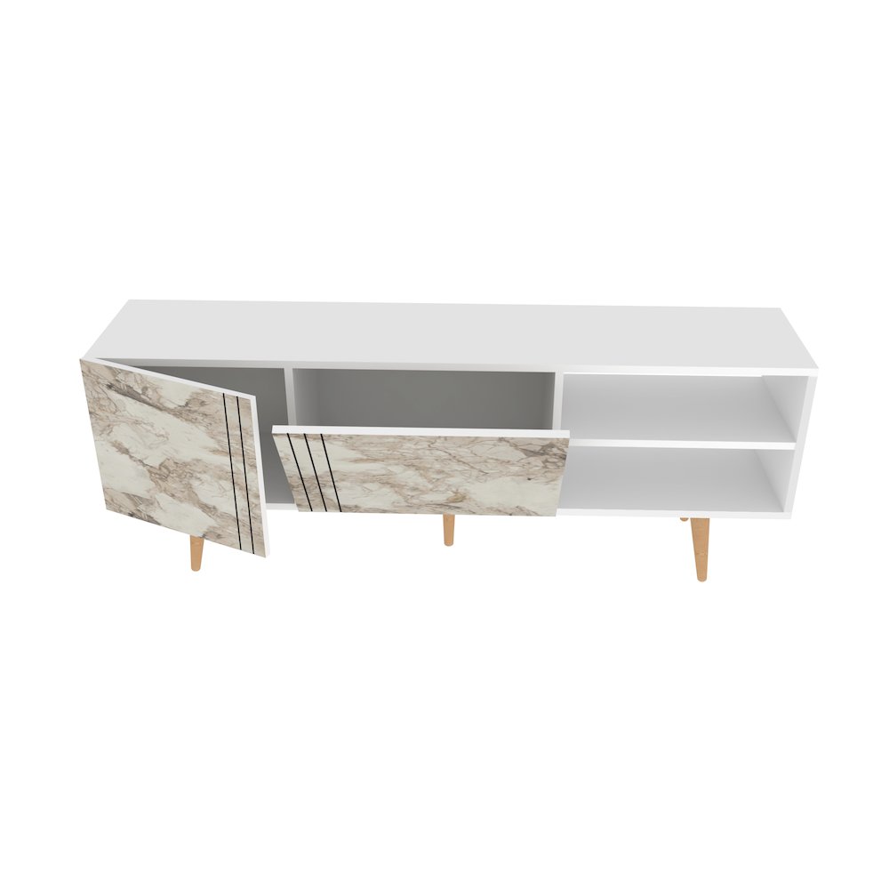Ronas Tv Stand - White & Ephesus Marble. Picture 2